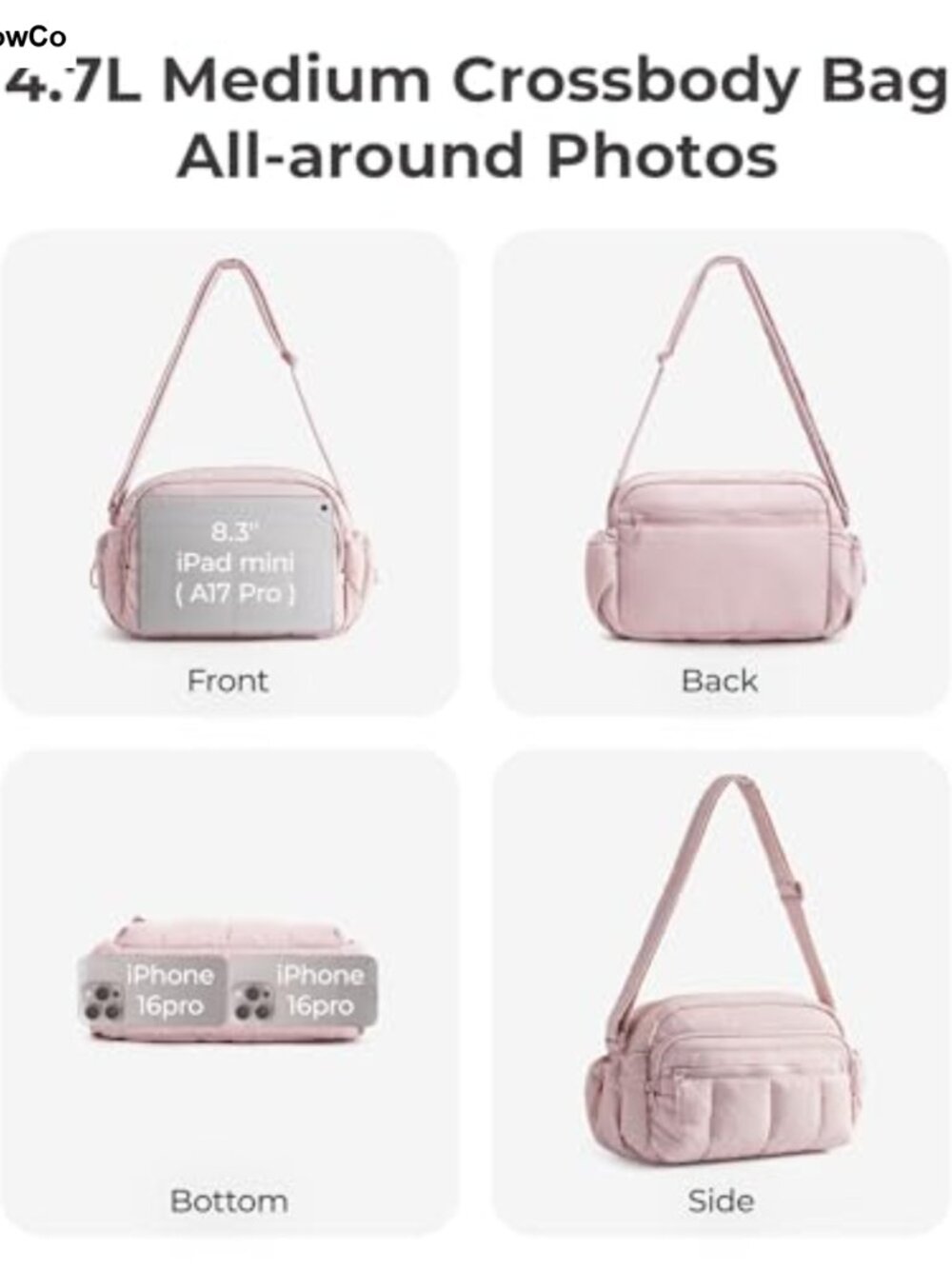 Puffy Quilted Crossbody Bag RFID Wallet Lightweight Travel Purse - Picture 3 of 6